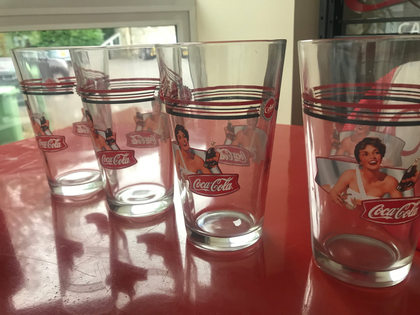 Four Heavy Coca Cola Vintage Glasses