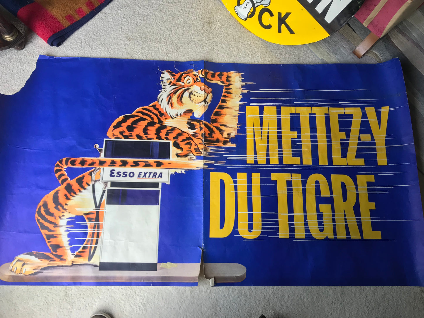 Beautiful Vintage Esso Tiger 1960’s French Poster
